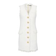 Balmain Sleeveless tweed dress White, Dam