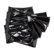 Balmain Kort, draperad kjol i vinyl Black, Dam