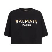 Balmain Kortad Paris T-shirt Black, Dam