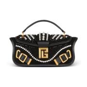 Balmain Blaze Pouch väska i pärlat läder Black, Dam