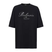 Balmain Signatur broderad T-shirt Black, Herr