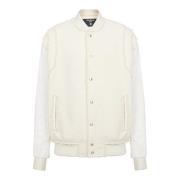 Balmain Bomberjacka i texturerad bomull White, Herr