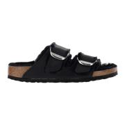 Birkenstock Svart Mocka Shearling Sandal Black, Dam