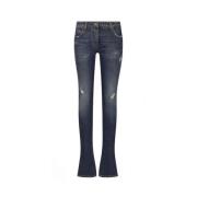 Dolce & Gabbana Blå Slim-Fit Jeans med Ripped Detaljer Blue, Dam