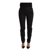 Dolce & Gabbana Svarta Tapered Dambyxor i Virgin Ull Black, Dam