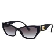 Dolce & Gabbana Kvinnors Cat-Eye Solglasögon med Guldlogga Black, Unis...