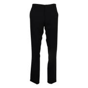 Dolce & Gabbana Svarta Ull Stretch Klänning Byxor Black, Herr