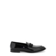 Dolce & Gabbana Svarta platta skor i kalvskinn med logoplatta Black, H...