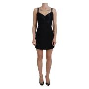 Dolce & Gabbana Black Fit Wool Stretch Sheath Mini Dress Black, Dam