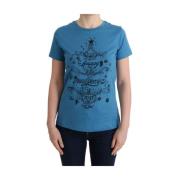 Dolce & Gabbana Blå Bomull 2017 Motiv T-Shirt Blue, Dam