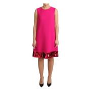 Dolce & Gabbana Fuchsia Ull Paljett Skift Ärmlös Klänning Pink, Dam