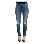 Dolce & Gabbana Blå Tattered Denim Jeans Blue, Dam