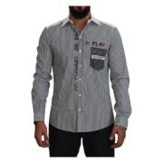 Dolce & Gabbana Randig Slim Fit Skjorta Gray, Herr