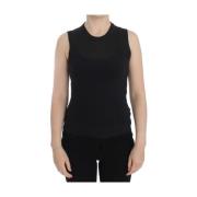 Dolce & Gabbana Lyxig Svart Ärmlös Crewneck Vest Pullover Black, Dam