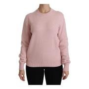 Dolce & Gabbana Autentisk italiensk cashmere crew neck tröja Pink, Dam