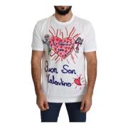 Dolce & Gabbana Vit Valentine Hearts Print Herr T-shirt White, Herr