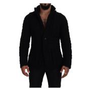 Dolce & Gabbana Svart Ull Knäppt Cardigan Tröja Black, Herr