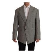 Dolce & Gabbana Grå Rutig Ullblazer Gray, Herr