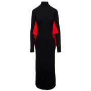Salvatore Ferragamo Svart långärmad klänning med röd insats Black, Dam