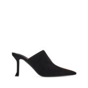 Salvatore Ferragamo Svart Suede Mule med Randdetaljer Black, Dam