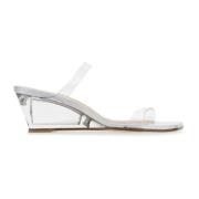 Stuart Weitzman Transparenta PVC Lucite Aleena Mules Gray, Dam