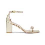 Stuart Weitzman Nudistcurve 75 Block Sandal Beige, Dam