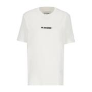 Jil Sander Vit Bomull T-shirt med Logotyp White, Dam