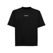Jil Sander Svart Logo T-shirt Slim Fit Black, Herr