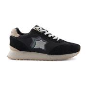 Atlantic Stars Herr Sneakers Tyg Mocka Rund Tå Black, Herr