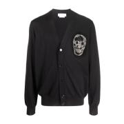 Alexander McQueen Svart pärldekorerad kranium cardigan Black, Herr