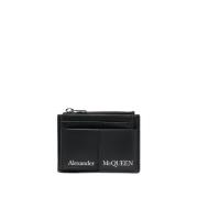 Alexander McQueen Svart läderplånbok med logotryck kortfack Black, Her...
