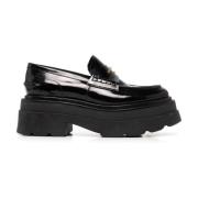 Alexander Wang Svarta Läderplattform Loafers Black, Dam