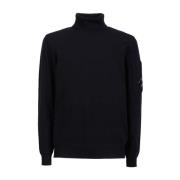 C.p. Company Turtleneck Sweater, Merinoullstickad för Män Black, Herr