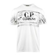 C.p. Company Vit T-shirt med rund hals och kontrastlogo White, Herr
