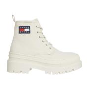 Tommy Jeans Vit Foxing Boot Snörstövlar White, Dam