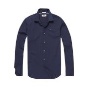 Tommy Jeans Stretch Bomull Poplin Skjorta Blue, Herr