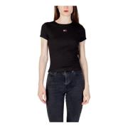 Tommy Jeans Dam T-shirt, svart, kortärmad, höst/vinter Black, Dam
