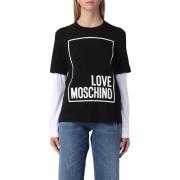 Love Moschino Svart Bomull Tops T-Shirt Black, Dam