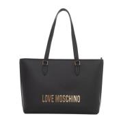 Love Moschino Shopper Bag med Logotyp och Dragkedja Black, Dam