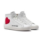 Love Moschino Vita Läder Sneakers med 2 cm Klack White, Dam