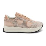 Love Moschino Damernas Velvet Glitter Sneakers Pink, Dam