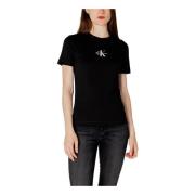 Calvin Klein Jeans Svart T-shirt för kvinnor, kortärmad, höst/vinter B...