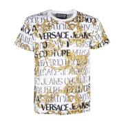 Versace Jeans Couture Barock Logo Print T-Shirt för Män White, Herr