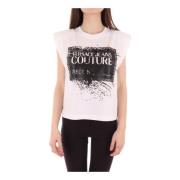 Versace Jeans Couture Bomull Dam T-shirt med vadderade axelband White,...