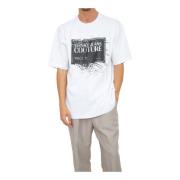 Versace Jeans Couture Vit Serigrafisk T-Shirt för Män White, Herr