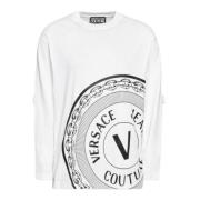 Versace Jeans Couture Herr Vit XL Långärmad T-shirt med Kontrasttryck ...