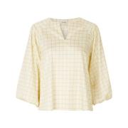 Levete Room Oversized Rutig Blus Beige, Dam