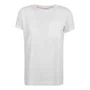 Brunello Cucinelli Vit Bomullsficka Tee med Monili Tab White, Dam