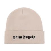 Palm Angels Beanie med logotyp Pink, Dam