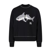 Palm Angels Svarta Sweaters med Maglione Stil Black, Herr